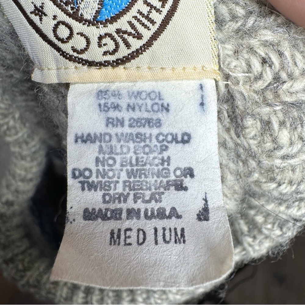 Vintage Grandpa Sweater Medium Wool Nylon Made in U.S.A. Holiday VTG Warm - Picture 3 of 6